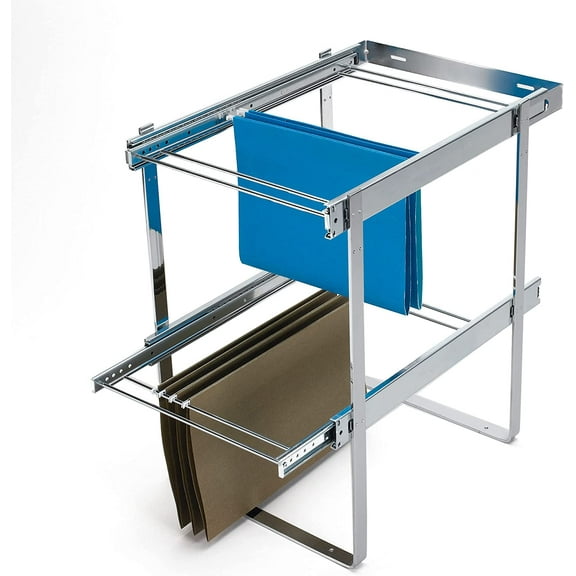 PAWTY 2 Tier 14.5" Base Cabinet File Drawer Organizer System for Leterr & Legal Sized Files for Home Office or Home Storage, Chrome, RAS-FD-KIT