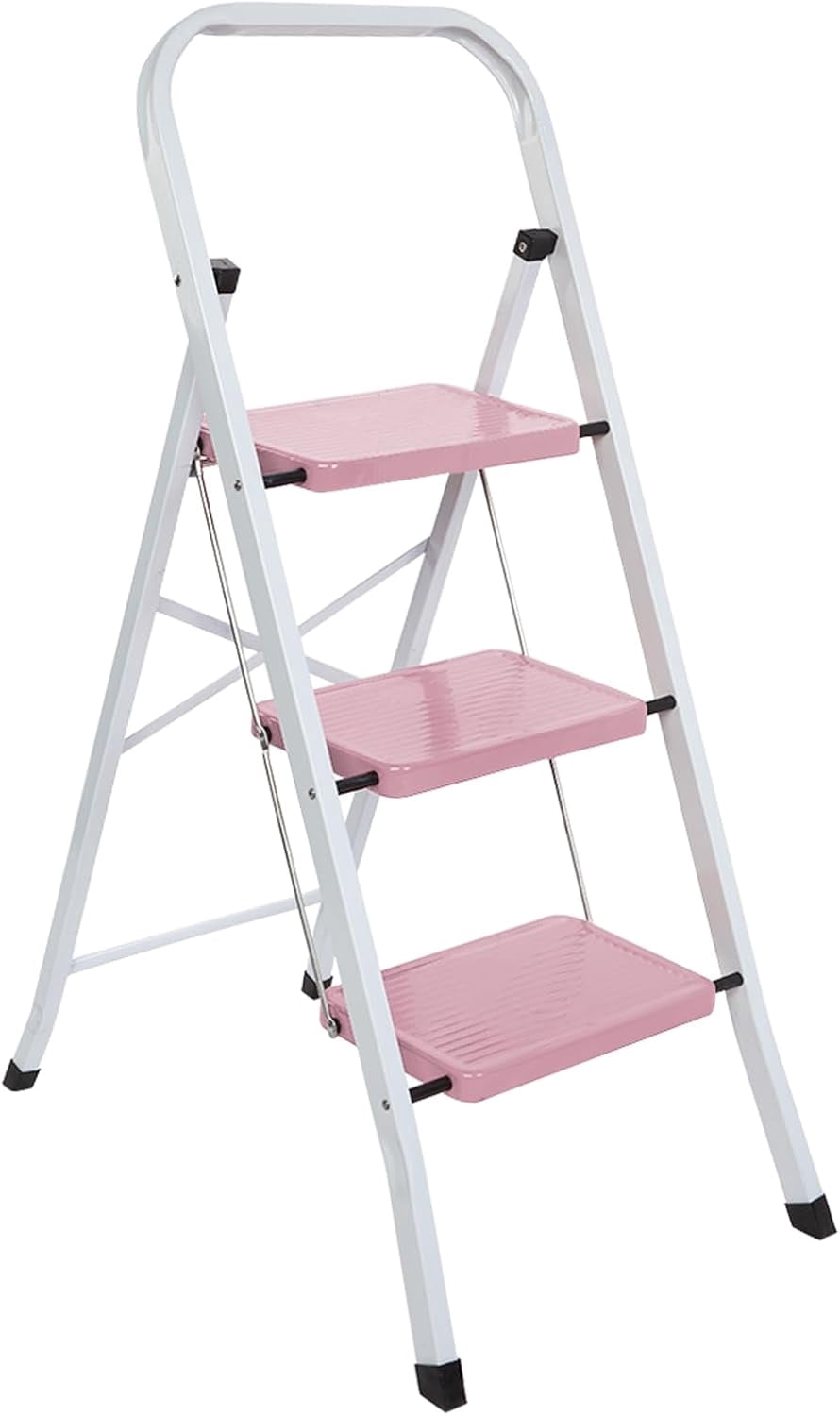 PAWTY 3 Step Ladder, Lightweight Foldable Step Stool with Handgrip ...