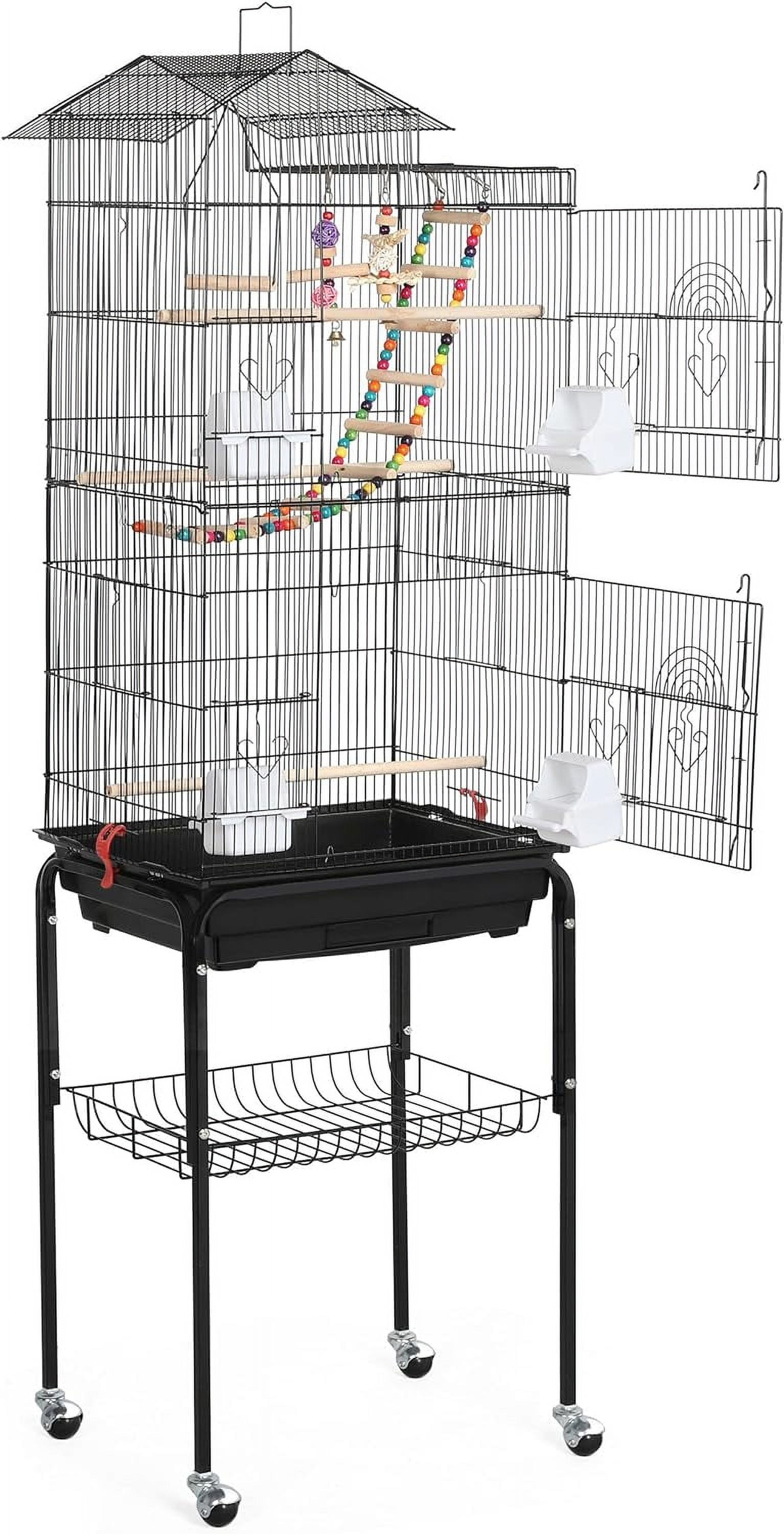 PAWTY Bird Cage 64-inch Play Open Top Medium Small Parrot Parakeet Bird ... - Medium Parrot Bird Cages With Detachable Trays