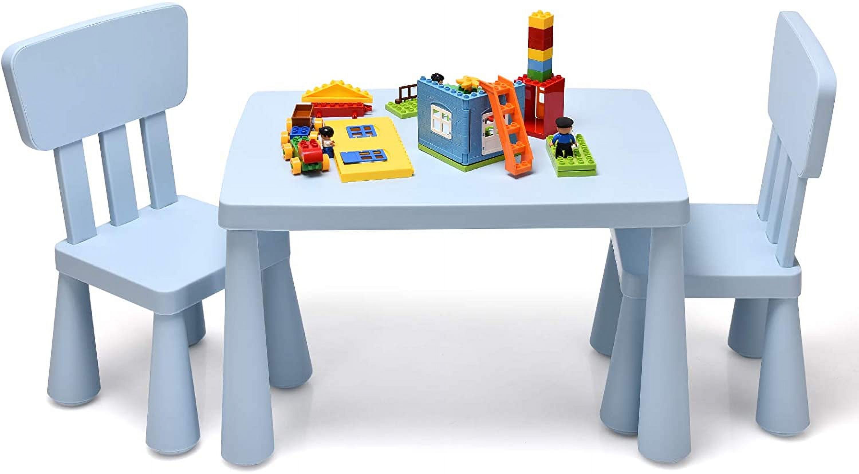 PAWTY Kids Table and Chair Set, 3 Piece Plastic Children Activity Table ...