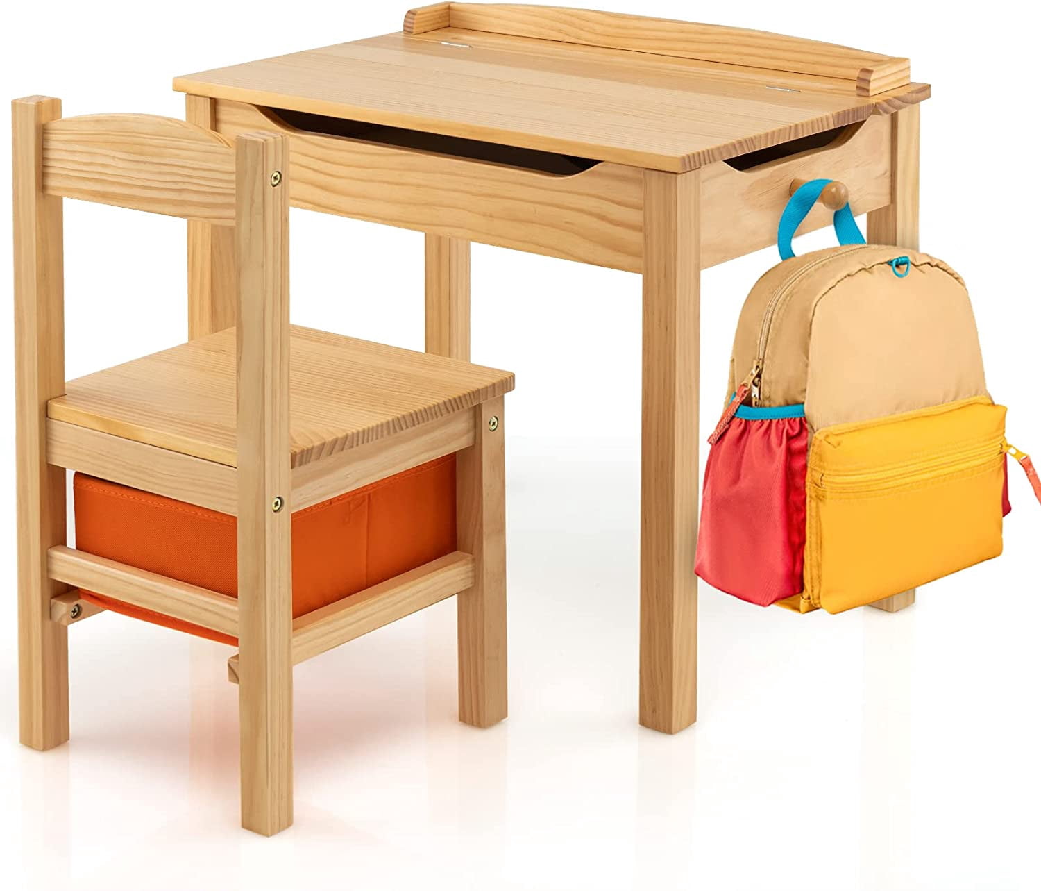 PAWTY Kids Table and Chair Set, Flip Top Toddler Study Desk w/Chair for ...