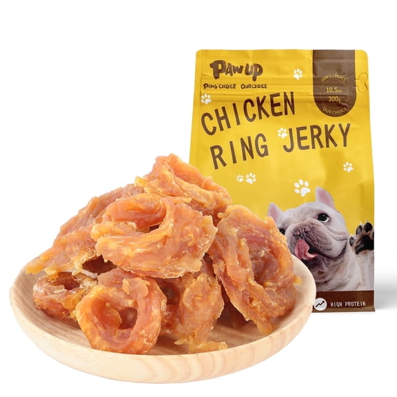 PAWUP Dog Treats Chicken Jerky Rings, High Protein Training Treats for Small Medium Large Dogs, Heart Health with Taurine, 10.6oz