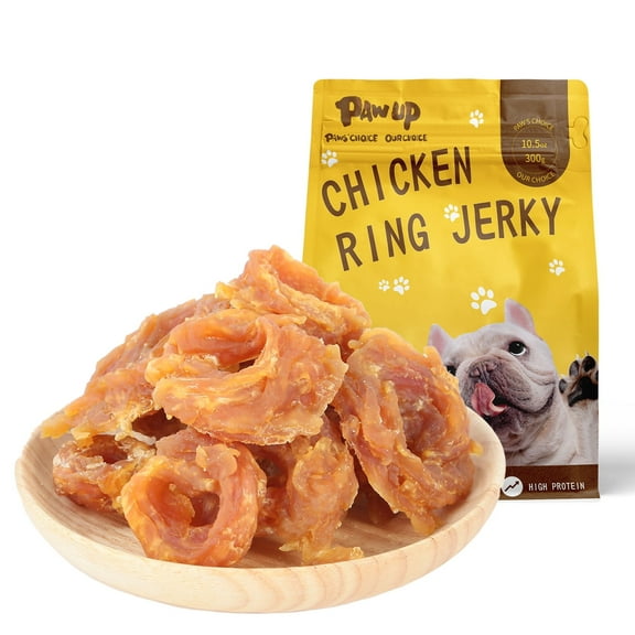 PAWUP Dog Treats Chicken Jerky Rings, High Protein Natural Chews with Taurine, Healthy Training Snacks for Small Medium Large Dogs, 10.6oz