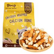PAWUP Chicken Wrapped Calcium Bone Dog Treats, Dog Bones Rawhide Free, Puppy Bones for Teething, 10.6oz