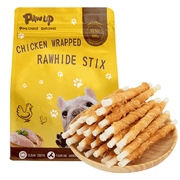 PAWUP Chicken Wrapped Rawhide Sticks, Dog Treats for Large Dogs, Rawhide Dog Bones, Long Lasting Rawhide Chew Snack, 10.6oz