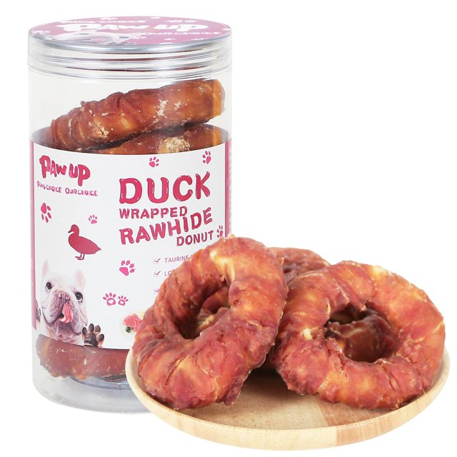 PAWUP Dog Treat Duck STF9 Rawhide Long Lasting Dog Chews Ring, Teeth