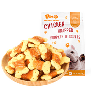 PAWUP Dog Treats Chicken Wrapped Pumpkin Biscuits, Gluten Free, w/Taurine Low Fat Healthy Chewy Training Treats, 10.6oz
