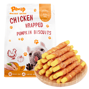 PAWUP Dog Treats Chicken Wrapped Pumpkin Sticks, Taurine Added, Rawhide Free, Training Rewards Chew Snack for Dogs, 10.6oz