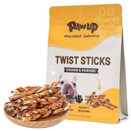 PAWUP Chicken Wrapped Rawhide Sticks, Chicken Jerky Twist Dog Treats for All Dogs, Dog Bones Long Lasting Dog Chew Dental Treats, 10.6oz