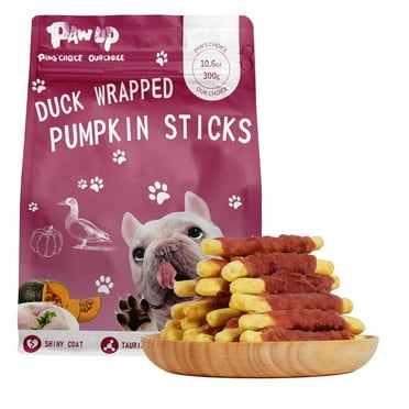 PAWUP Dog Treats Duck Wrapped Pumpkin Sticks, Rawhide-Free Chew Snacks with Taurine Added, Perfect for Training Rewards, Digestive Support, and Promoting Healthy Coat, 10.6oz