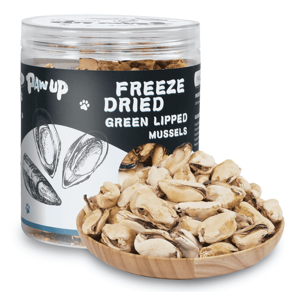 PAWUP Freeze Dried Mussels Dog Treats, 100% Single Ingredient, Omega Rich, No Additives, Natural Snacks for Pets, 3.5oz