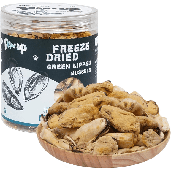 PAWUP Freeze Dried Green Lipped Mussels Dogs & Cats Treats, 100% Single Ingredient, Joint Support, Omega Rich, No Additives, Natural Snacks for Pets, 3.5oz