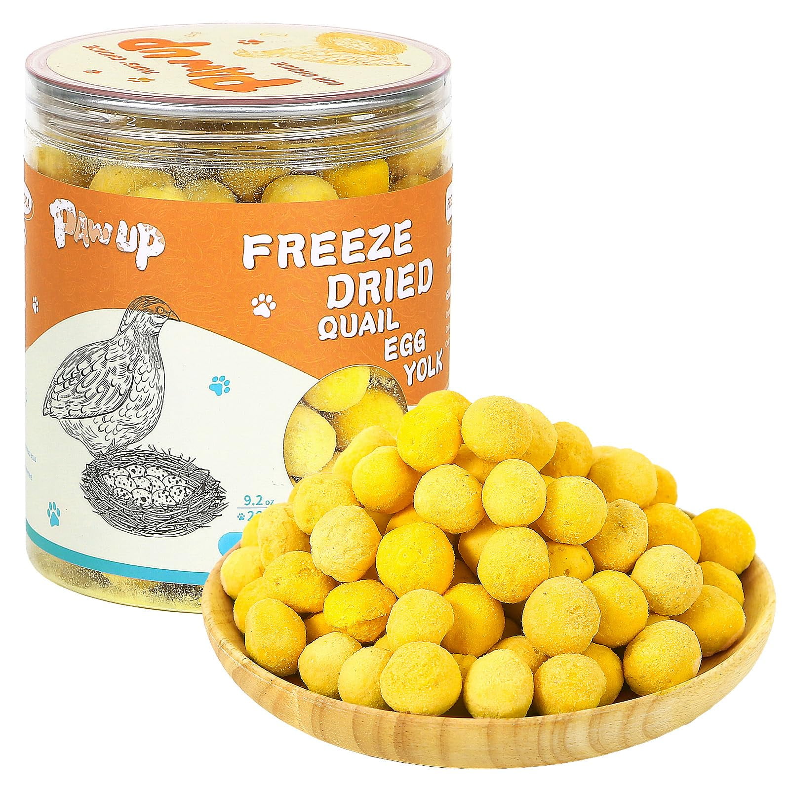 PAWUP Freeze Dried Quail STF9 Egg Yolk Pet Treats, FreezeDried Pet