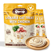 PAWUP Chicken Squeeze up Puree Indoor Cat Treats for Hairball Control, Lickable Wet Treats with Cat Grass, Grain-Free Healthy Snacks for All Cats, 20 Count