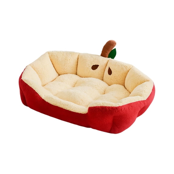 PAWYOPIA Apple Shaped Cute Pet Bed for Cats Dogs, Cozy Christmas Mat Indoor Rest Cushion, Red, S