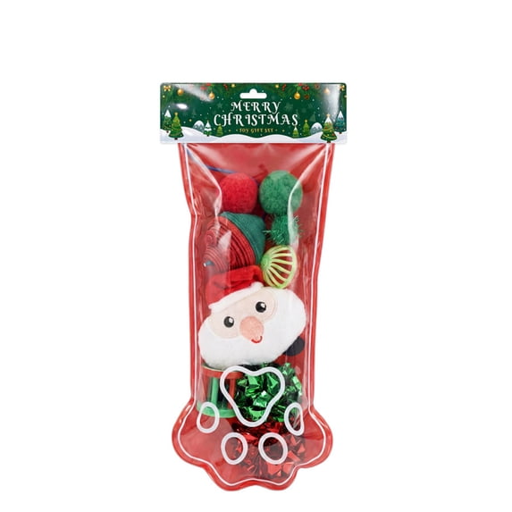PAWYOPIA Christmas Dog Stocking Toys with Novelty Dog Toys, Xmas Stocking Pet Set, Interactive Pet Gifts, C