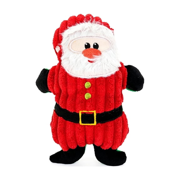 PAWYOPIA Durable Christmas Santa Shape Plush Squeaky Dog Toy, D