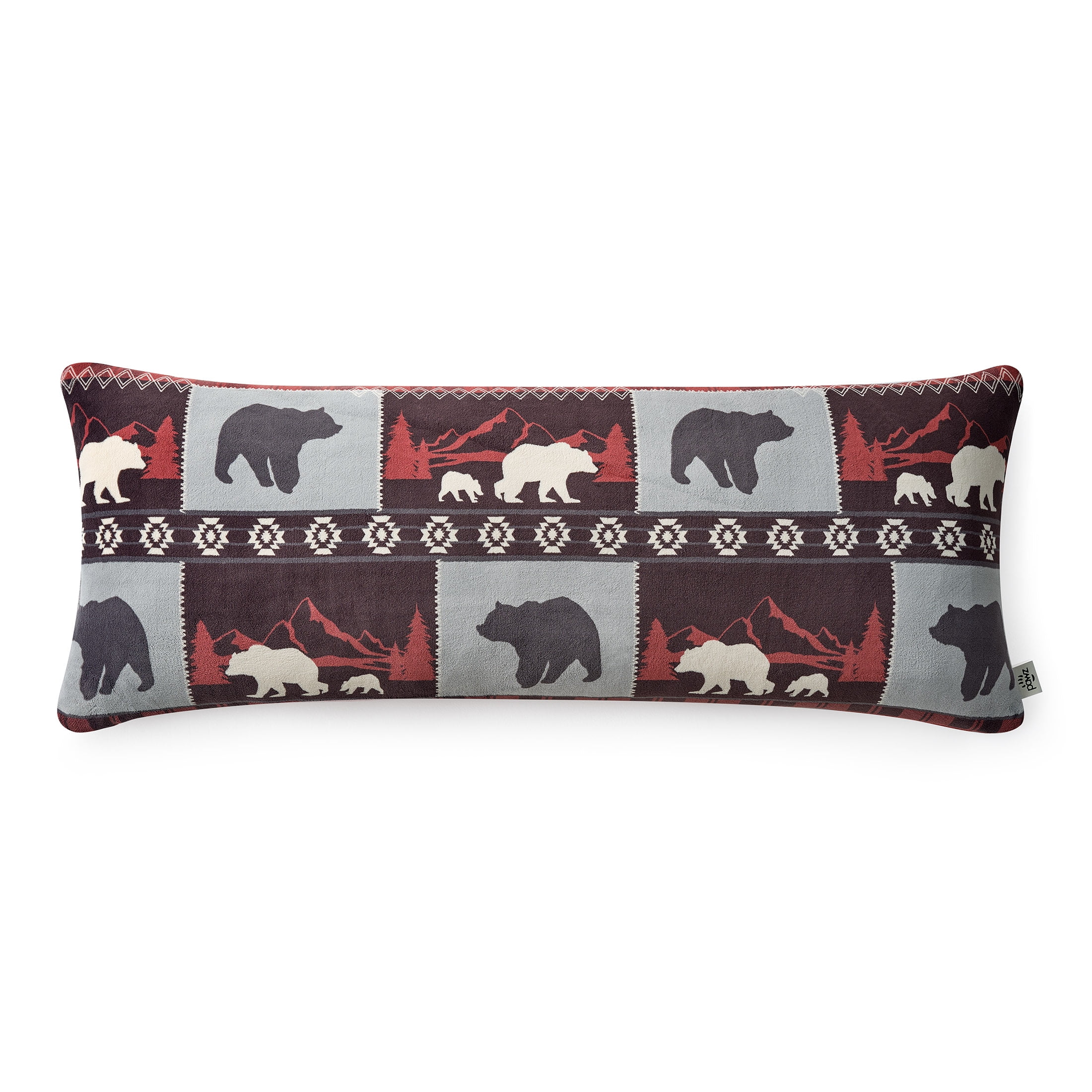 Pawz Red Bear Soft Fleece 20"x54" Body Pillow, for Adults and Teens