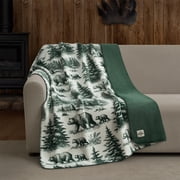 Pawz Plush Oversized Throw Blanket for Couch or Bed, Soft Flannel Fleece, Green Pine Trees, 50"x72"