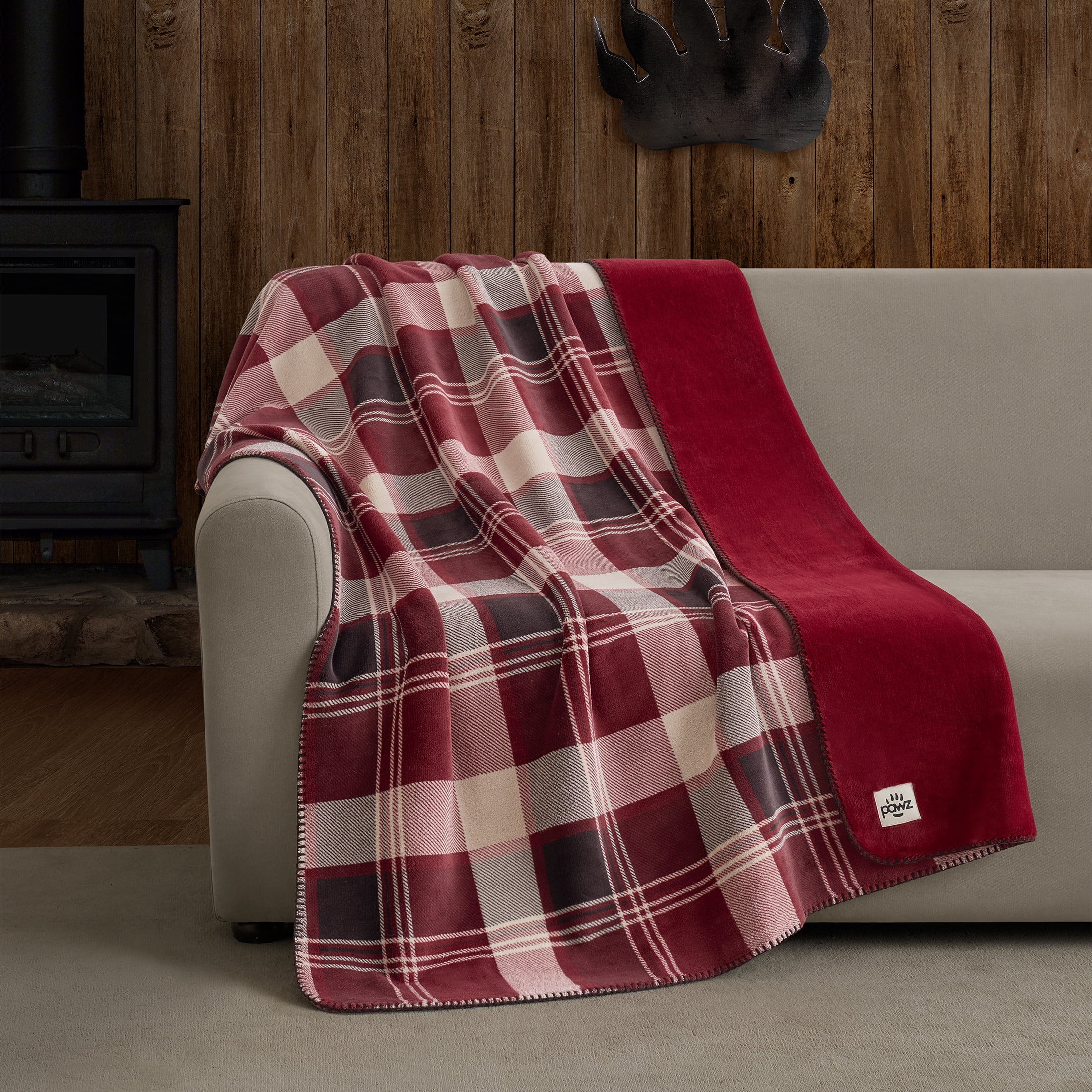 Pawz Plush Oversized Throw Blanket for Couch or Bed, Soft Flannel