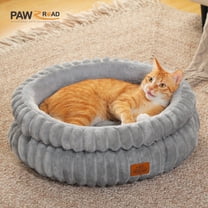 PAWZ Road 20" Cat Bed Soft Plush Kitten Bed Washable Round Pet Bed for Indoor Cats and Puppy, Gray