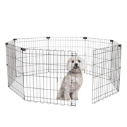 PAWZ Road 24" Metal Dog Playpen 8-Panel (24" x 24") Foldable Pet Fence No Door for Indoor & Outdoor Use
