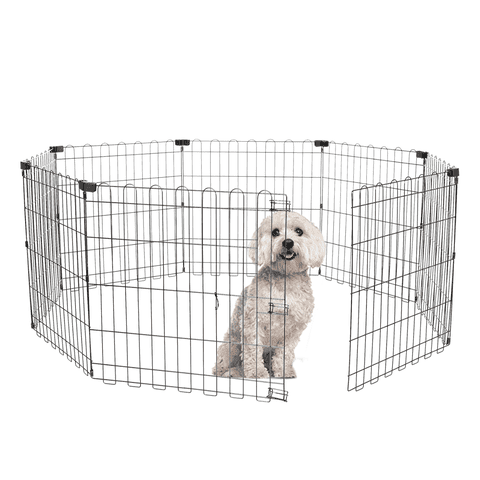 PAWZ Road 24" Metal Dog Playpen 8-Panel (24" x 24") Foldable Pet Fence with Door for Indoor & Outdoor Use