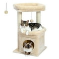 thumbnail image 1 of PAWZ Road 27" Cat Tree for Medium Cats Plush Condo and Scratching Posts, Beige, 1 of 10