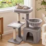 PAWZ Road 28" Small Cat Tree Tower Cat Condo with Perch Cat Scratching Post for Indoor Cats, Gray