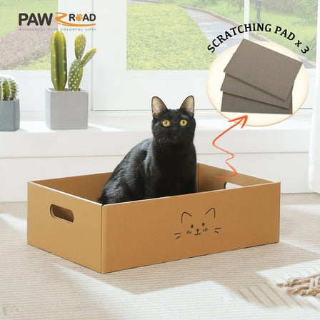 PAWZ Road 3-in-1 Cat Scratcher Cardboard, Scratching Pad, Cat Scratcher Lounger for Indoor Cats