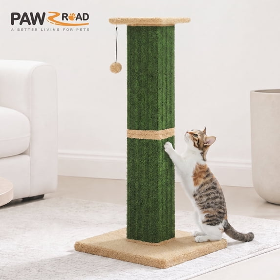 PAWZ Road 31" Cat Scratching Post for Indoor Cat Scratcher with Plush Large Base, Green