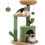 PAWZ Road 32" Cactus Cat Tree Tower with Cat Scratching Posts Cozy Condo Perch for Indoor Cats,Green
