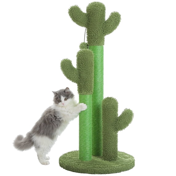 PAWZ Road 34.6" Cactus Cat Scratching Posts Sisal Cat Scratcher Green, Extra Large