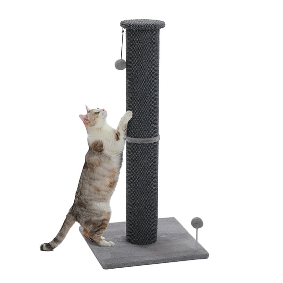 PAWZ Road 40" Tall Large Cat Scratching Post - Durable Polyester Fabric, Wide Stable Base, Dark Gray