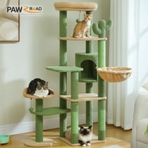 PAWZ Road 59" Cat Tree Cactus Cat Scratching Post Tower with Large Perch for Indoor Cats, Green
