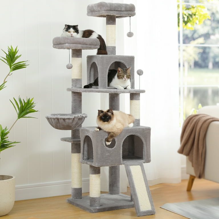 PAWZ Road 69 Cat Tree Large Cat Tower Multi Level Cat Scratching Post Tower Gray