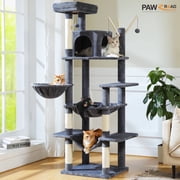 PAWZ Road 69 Cat Tree for Indoor Cats Multi-Level Cat Condo with Large Hammock Perch and 5 Scratching Posts, Dark Gray