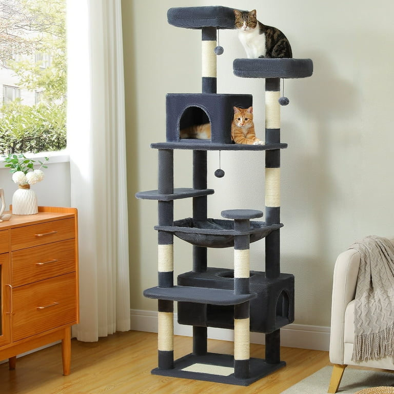 PAWZ Road 73 inches Large Cat Tree Tower Multi Level Cat Condo with Scratching Posts for indoor Cats Dark Gray