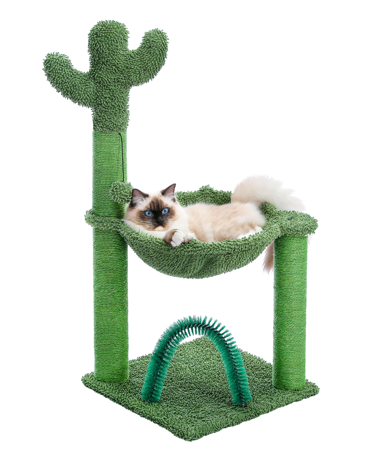 YOYTOO Cat Scratching Post with Cat Self Groomer Arch, Sisal Cat Scratcher Pole with Perch for