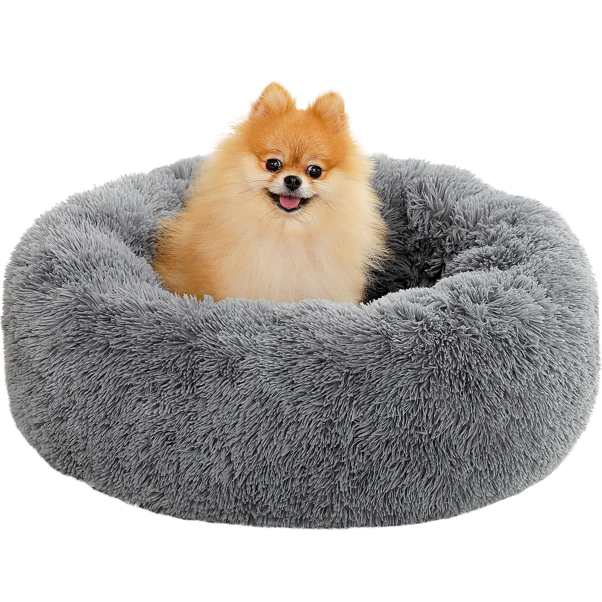 PAWZ Road Calming Donut Dog Bed AntiAnxiety Plush Pillow Round Puppy