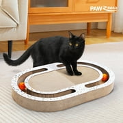PAWZ Road Cat Scratcher Cardboard 22.4" x 13.8" Scratching Board with Interactive Toys Balls for Indoor Cat
