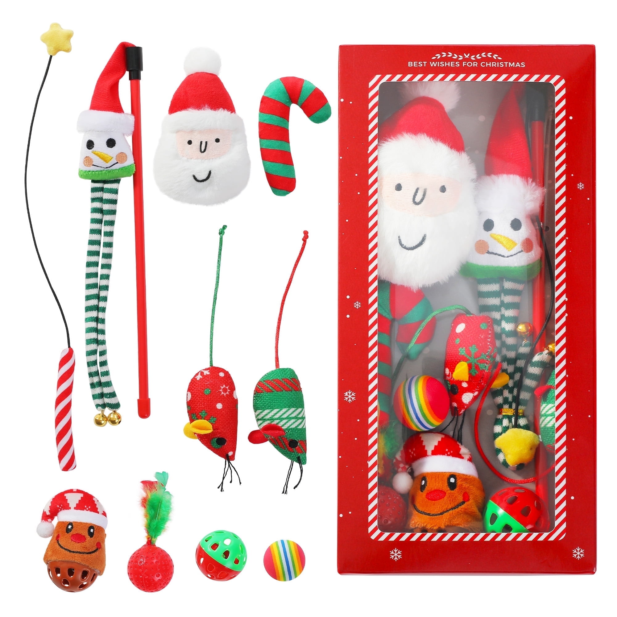 Walmart Black Friday Deals 2025 - PAWZ Road Interactive 10-Piece Cat Toy Set with 4 Balls & 2 Catnip Mice & 2 Cat Teaser Sticks