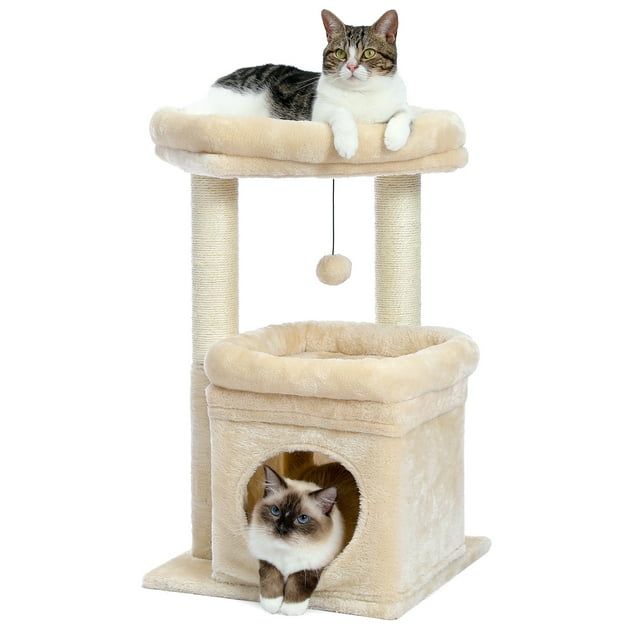 PAWZ Road Cat Tree 27" for Medium Cats Plush Condo and Scratching Posts