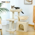 thumbnail image 1 of PAWZ Road Cat Tree 28.3" Cat Tower with Large Basket Top Perch and Scratching Posts Pad for Indoor Cats, Beige, 1 of 8
