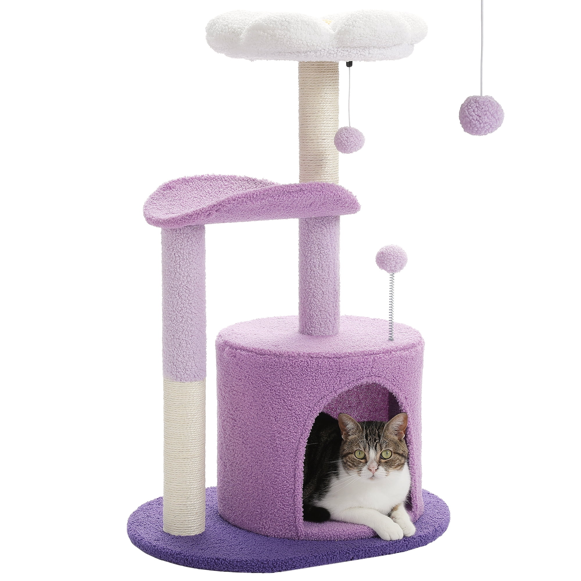 PAWZ Road Cat Tree 32" Flower Sisal Scratching Posts Tower Perch For ...