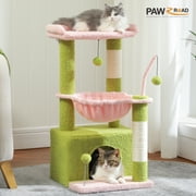 PAWZ Road Cat Tree 33 Cute Flower Cat Scratching Posts Tower with Large Top Perch and Hammock for Medium Indoor Cats, Pink