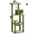thumbnail image 1 of PAWZ Road Cat Tree 56" Sisal Scratching Posts Tower with Large Perch Hammock for All Indoor Cats,Green, 1 of 16