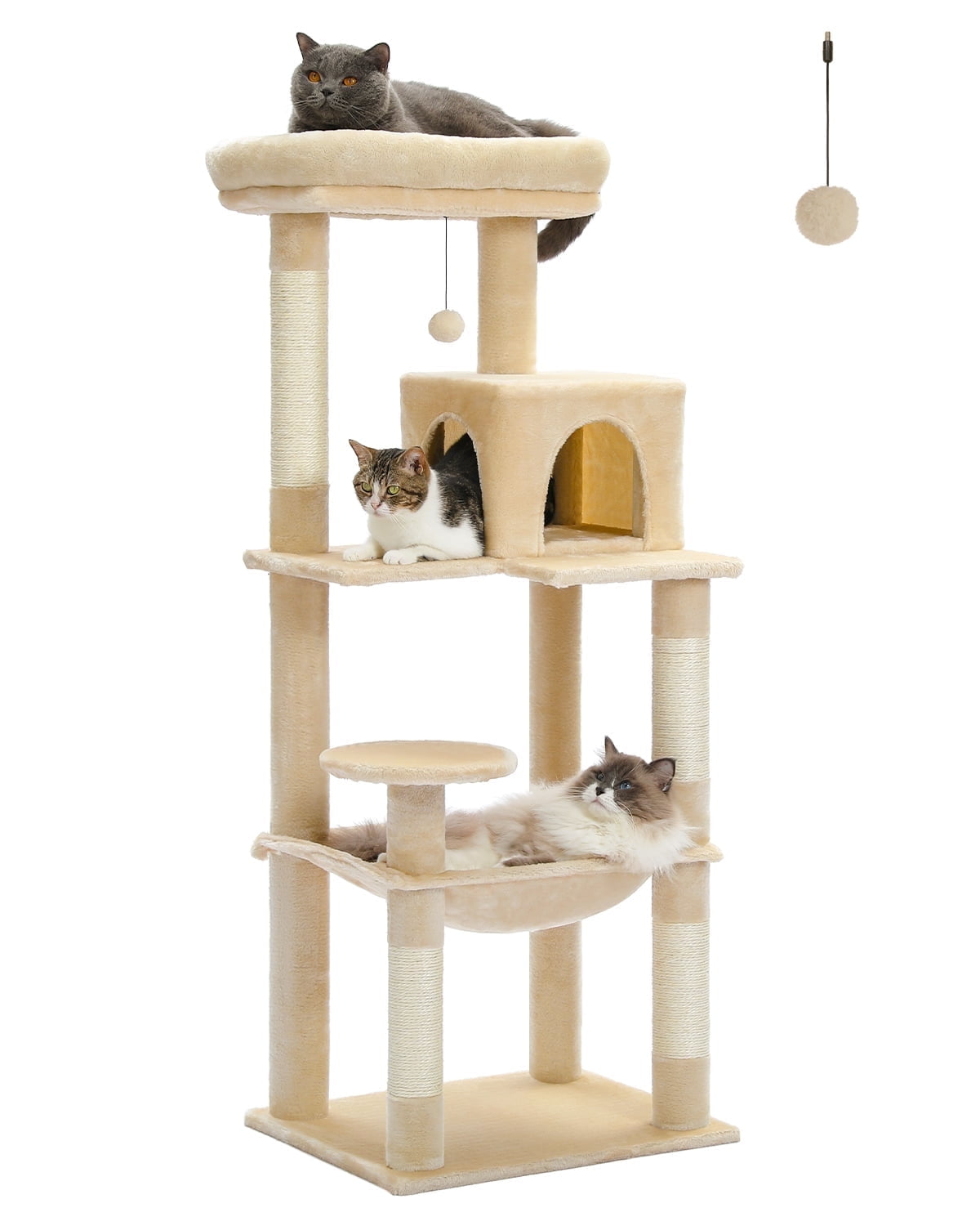 PAWZ Road Cat Tree 56" Sisal Scratching Posts Tower with Large Perch