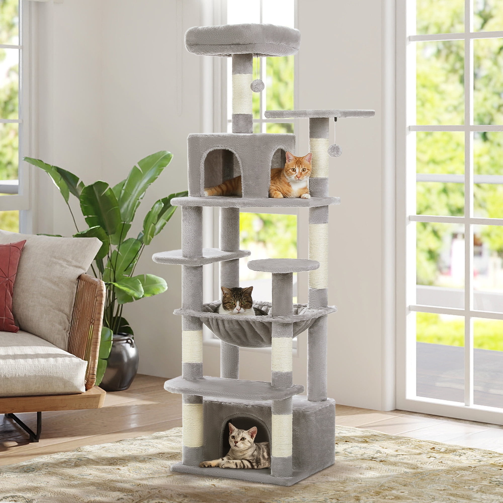 PAWZ Road Cat Tree 64" Sisal Scratching Posts Tower with Large Perch