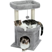 PAWZ Road Cat Tree Condo 27" Cat Tower with Large Top Perch and Scratching Posts for Kittens and Medium Cats, Gray